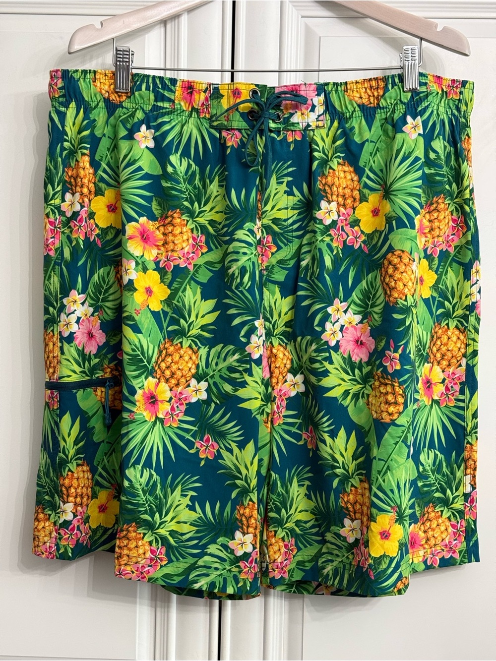 Acx Men's Size XL Tropical Pineapple Swim Trunks - Green Beach Pool Lake Ocean